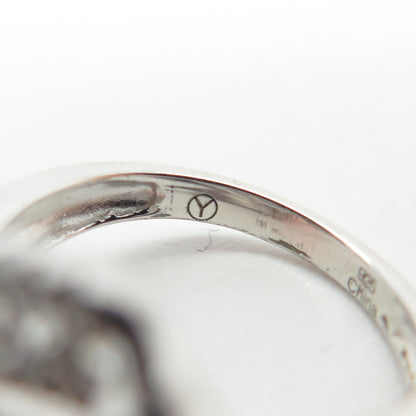 925 Sterling Silver Round-Cut C Z Twisted Ring Size 5.75