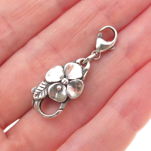 TROLLBEADS LAA 925 Sterling Silver Floral Charm Bracelet Lobster Lock Clasp