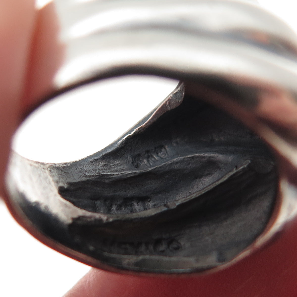 925 Sterling Silver Vintage Mexico Modernist Oxidized Ring Size 8