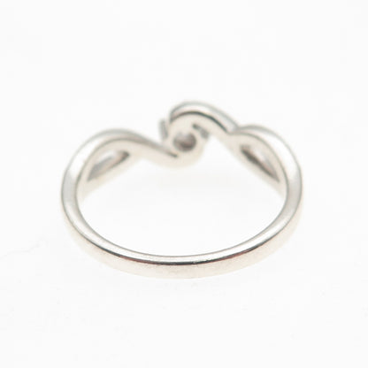 925 Sterling Silver Round-Cut C Z Wavy Engagement Ring Size 6.5
