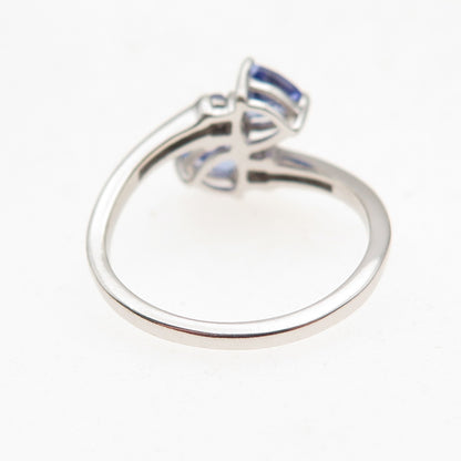 Chuck Clemency 925 Sterling Silver Real Tanzanite Bypass Ring Size 7.25