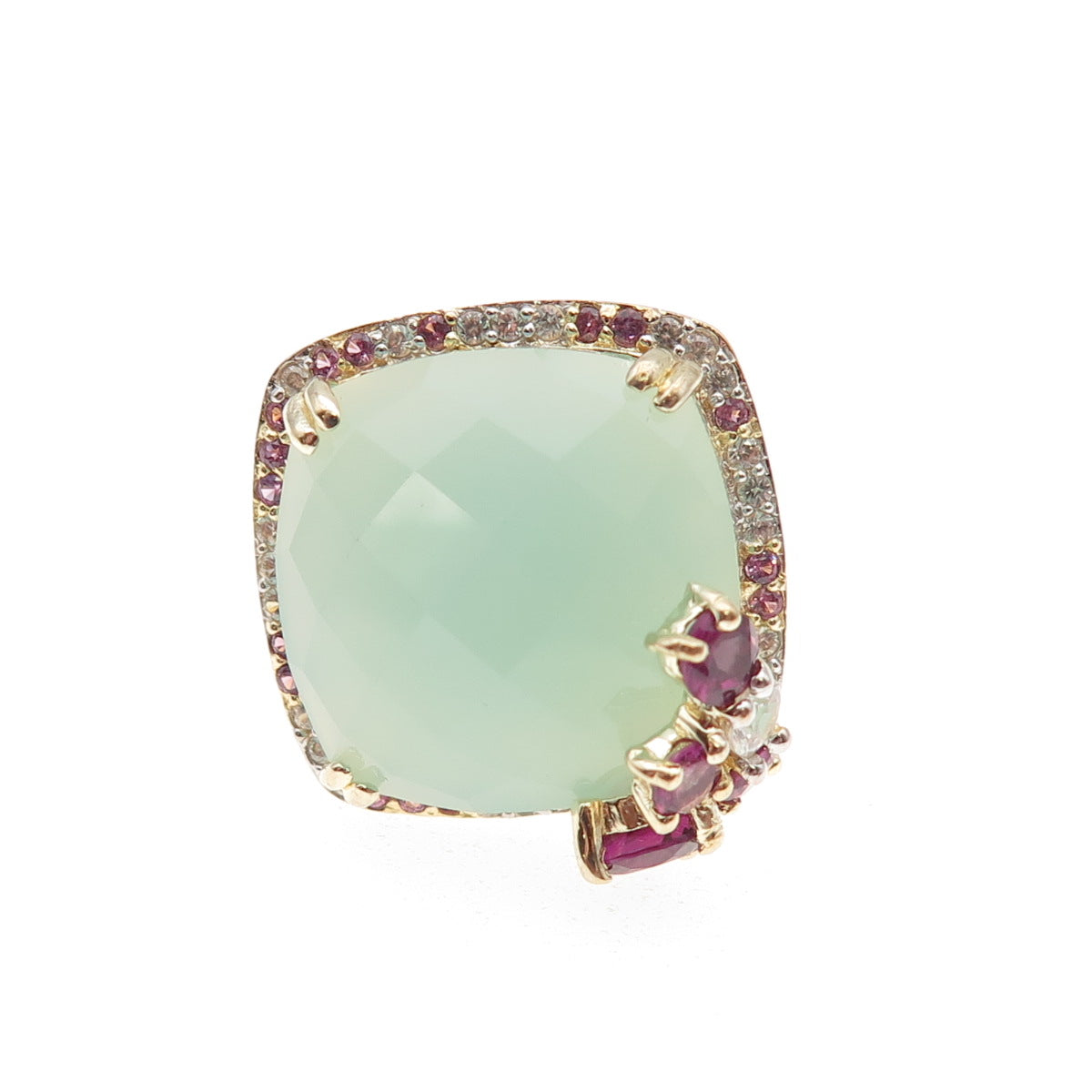 Carol Brodie 925 Sterling Gold Plated Real Chalcedony Topaz Amethyst Ring Size 6