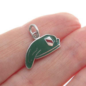 WELLS 925 Sterling Silver Vintage Enamel Thin Red Line Battalion Charm Pendant