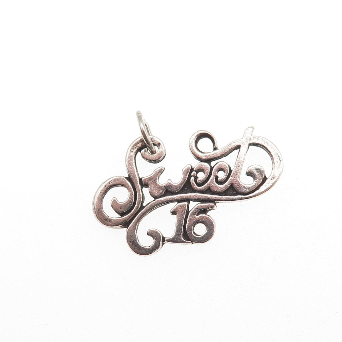 Sunwest 925 Sterling Silver Vintage Sweet 16 Oxidized Charm Pendant