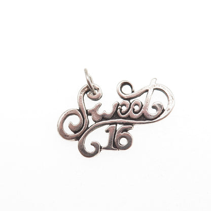 Sunwest 925 Sterling Silver Vintage Sweet 16 Oxidized Charm Pendant