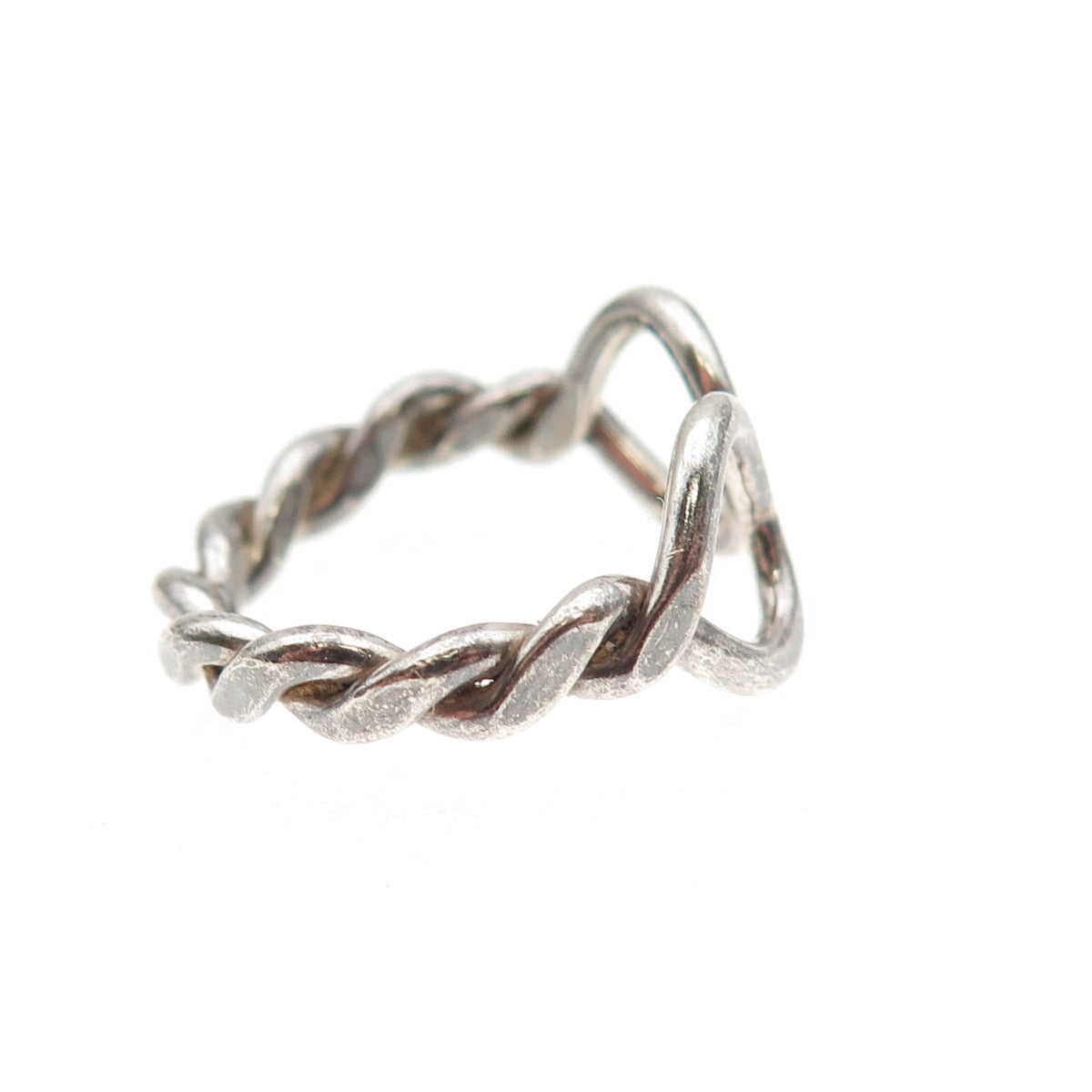 925 Sterling Silver Vintage Infinity Twisted Oxidized Ring Size 5.25