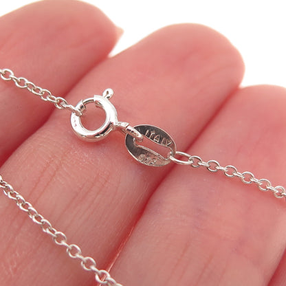 925 Sterling Silver Blue Enamel Star Round Tag Cable Chain Necklace 18"