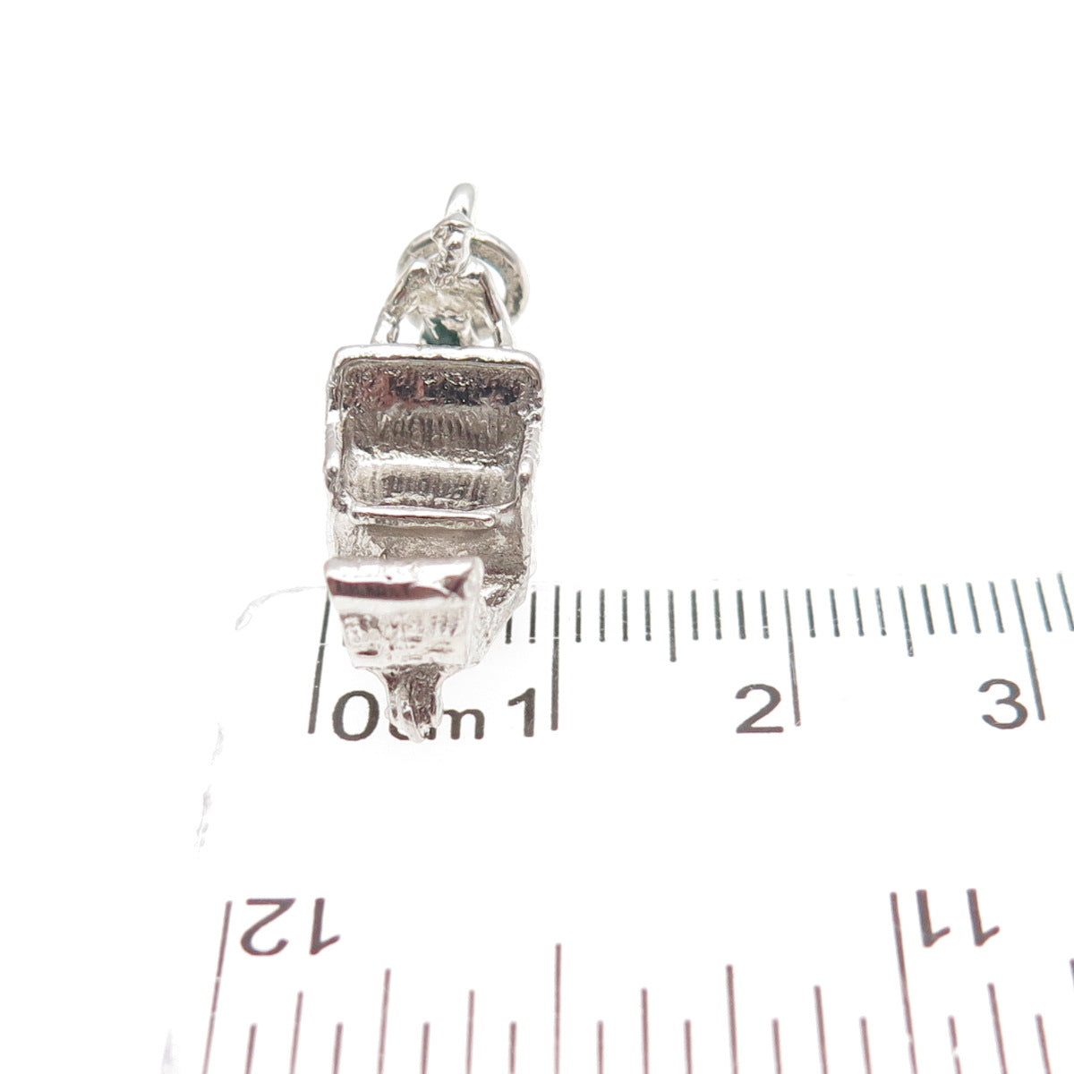 CELLINI 925 Sterling Silver Vintage Man Pushing Carriage Mini 3D Charm Pendant