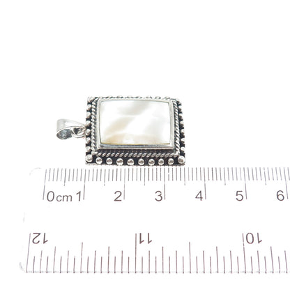 KEN CRAFTS 925 Sterling Silver Vintage Real MOP Beaded Oxidized Pendant