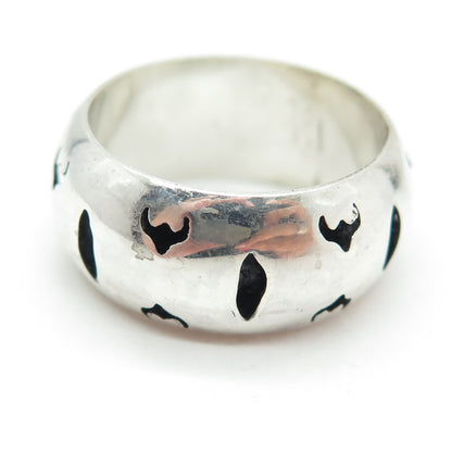 925 Sterling Silver Vintage Buffalo Modernist Shadow Box Band Ring Size 10.5