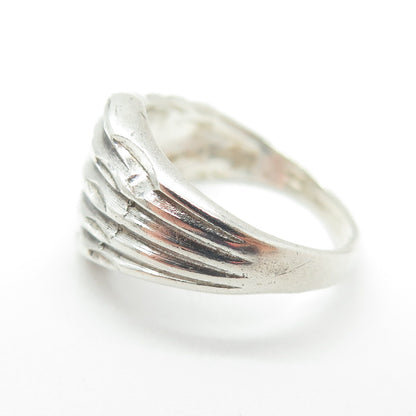 925 Sterling Silver Vintage Diamond-Cut Overlap Ring Size 5.75