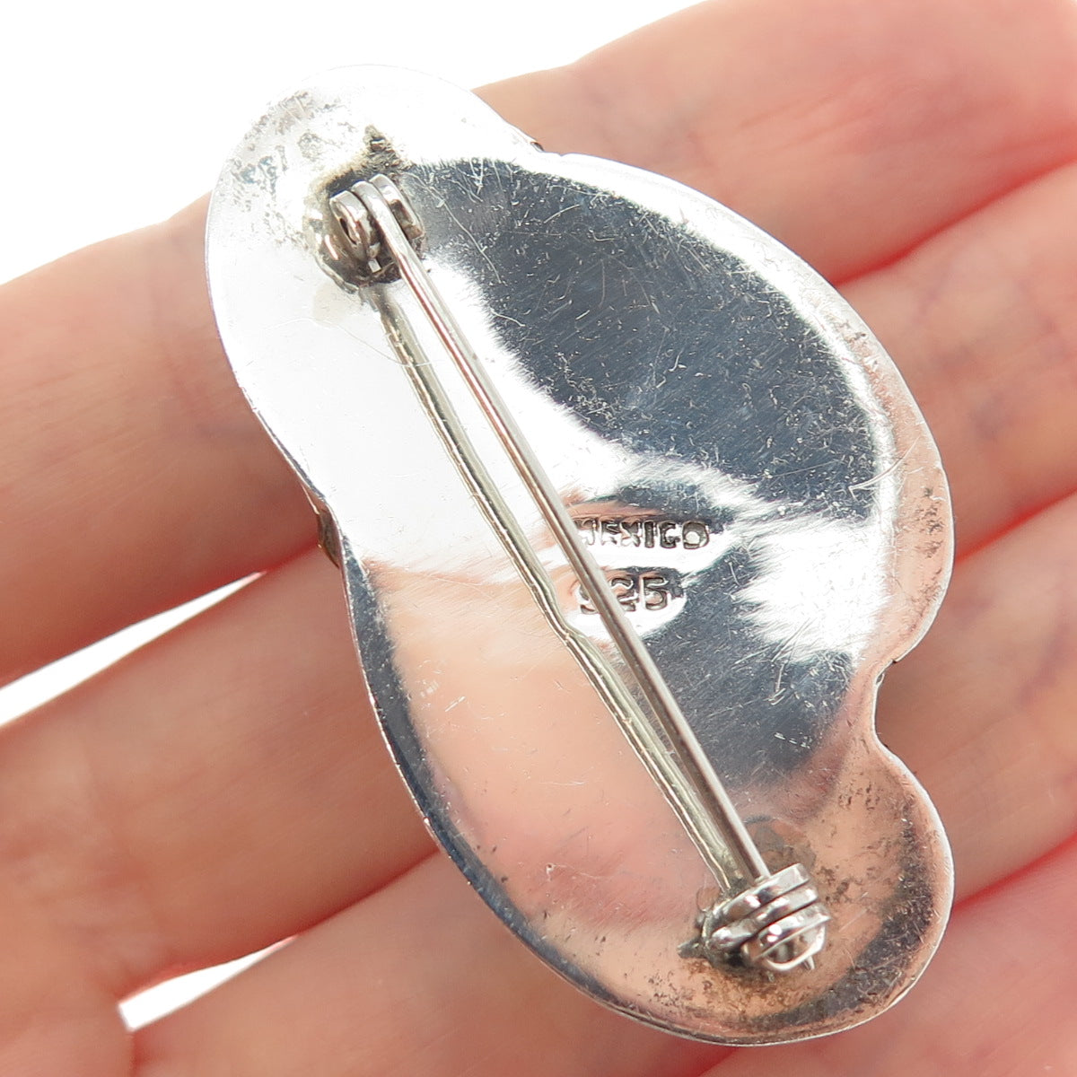 925 Sterling Silver 2-Tone Vintage Mexico Modernist Cloud Pin Brooch