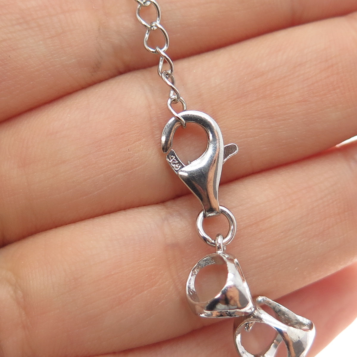 925 Sterling Silver Vintage Modernist Chain Necklace 16-18"