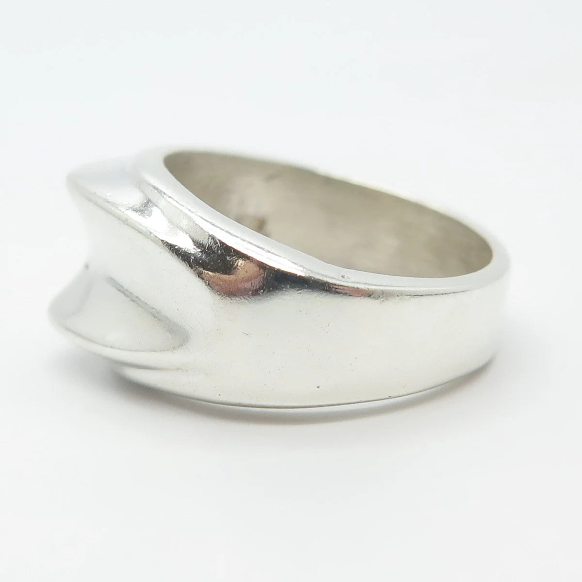 925 Sterling Silver Vintage Mexico Concave Ring Size 7.75