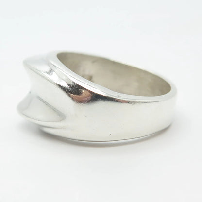 925 Sterling Silver Vintage Mexico Concave Ring Size 7.75
