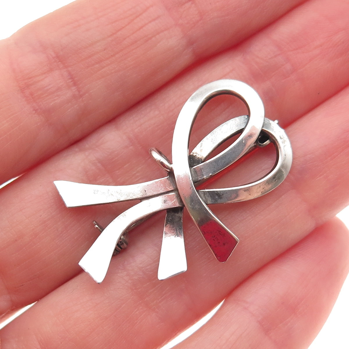 S. Christian Fogh Sterling Silver Vintage Denmark Modernist Ribbon Pin Brooch