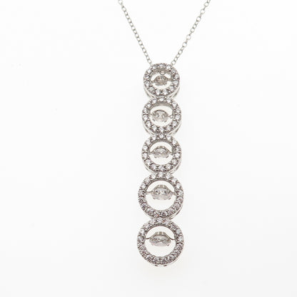 925 Sterling Silver Round-Cut C Z Circle of Life Link Cable Chain Necklace 18"