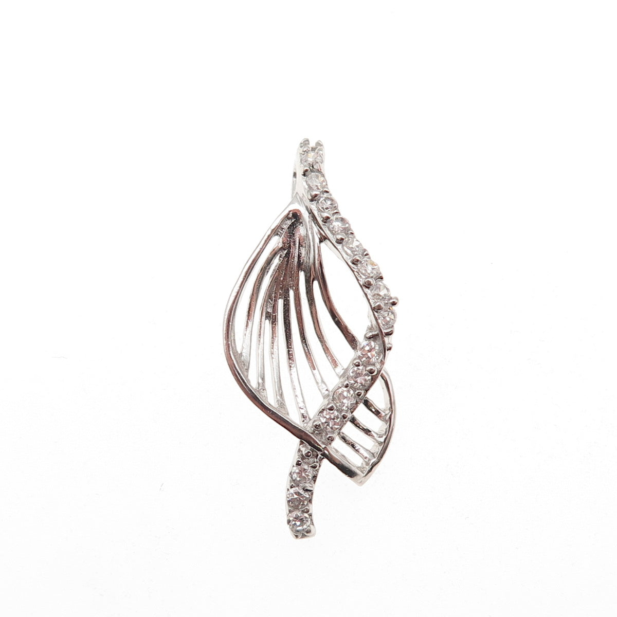925 Sterling Silver Round-Cut C Z Floral Slide Charm Pendant