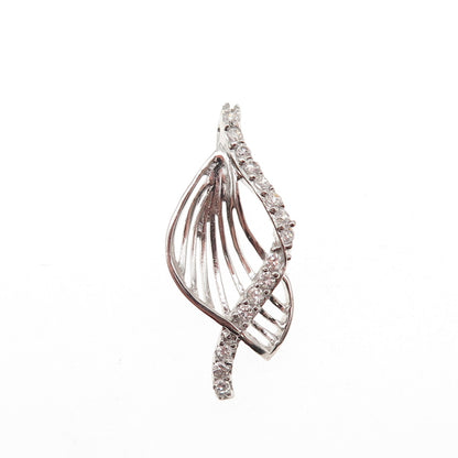 925 Sterling Silver Round-Cut C Z Floral Slide Charm Pendant