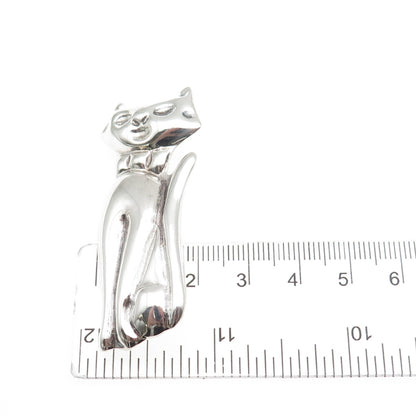 925 Sterling Silver Vintage Mexico Modernist Cat Pin Brooch