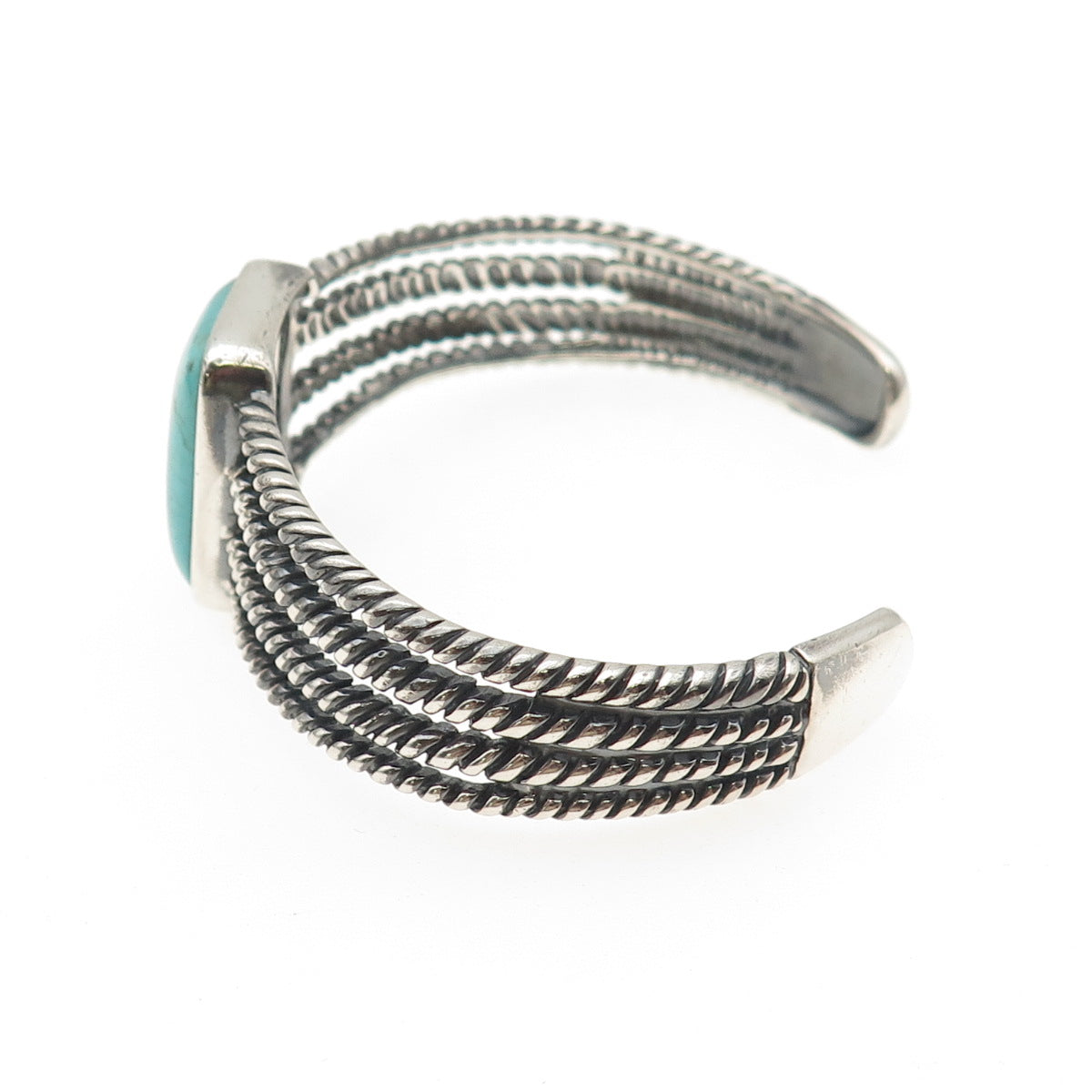 BARSE 925 Sterling Silver Vintage Real Tyrone Turquoise Adjustable Bracelet 7"
