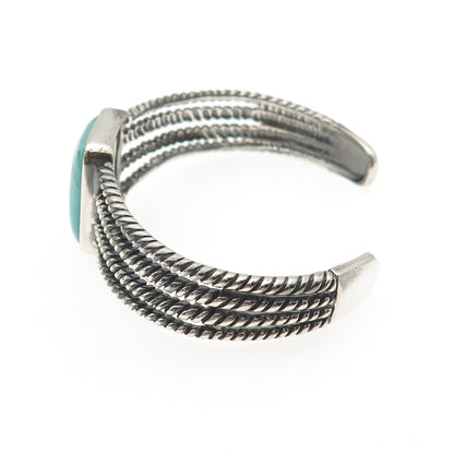 BARSE 925 Sterling Silver Vintage Real Tyrone Turquoise Adjustable Bracelet 7"