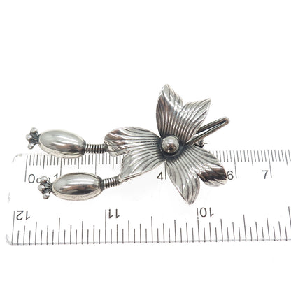 CARL OVE FRYDENSBERG 925S Sterling Vintage Denmark Modernist Flower Pin Brooch