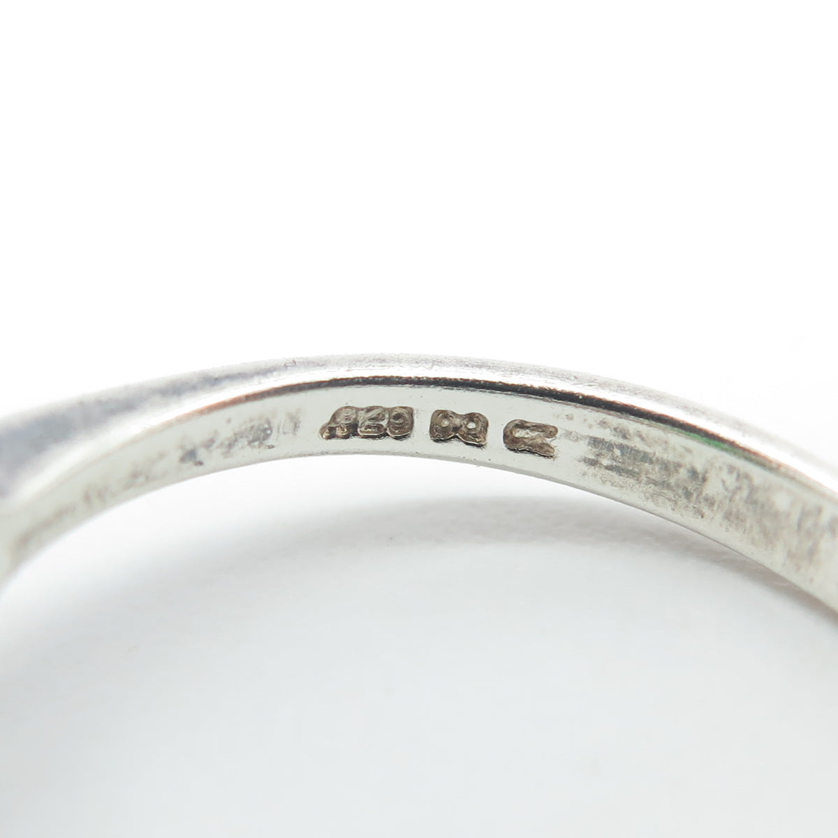 925 Sterling Silver Oval & Heart-Cut Green White C Z Ring Size 8.75