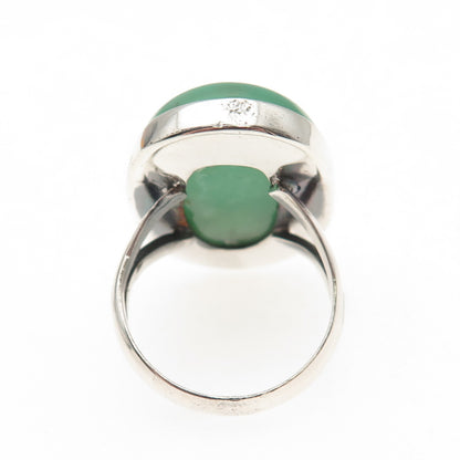 925 Sterling Silver Vintage Real Cabochon Chrysoprase Ring Size 7.5