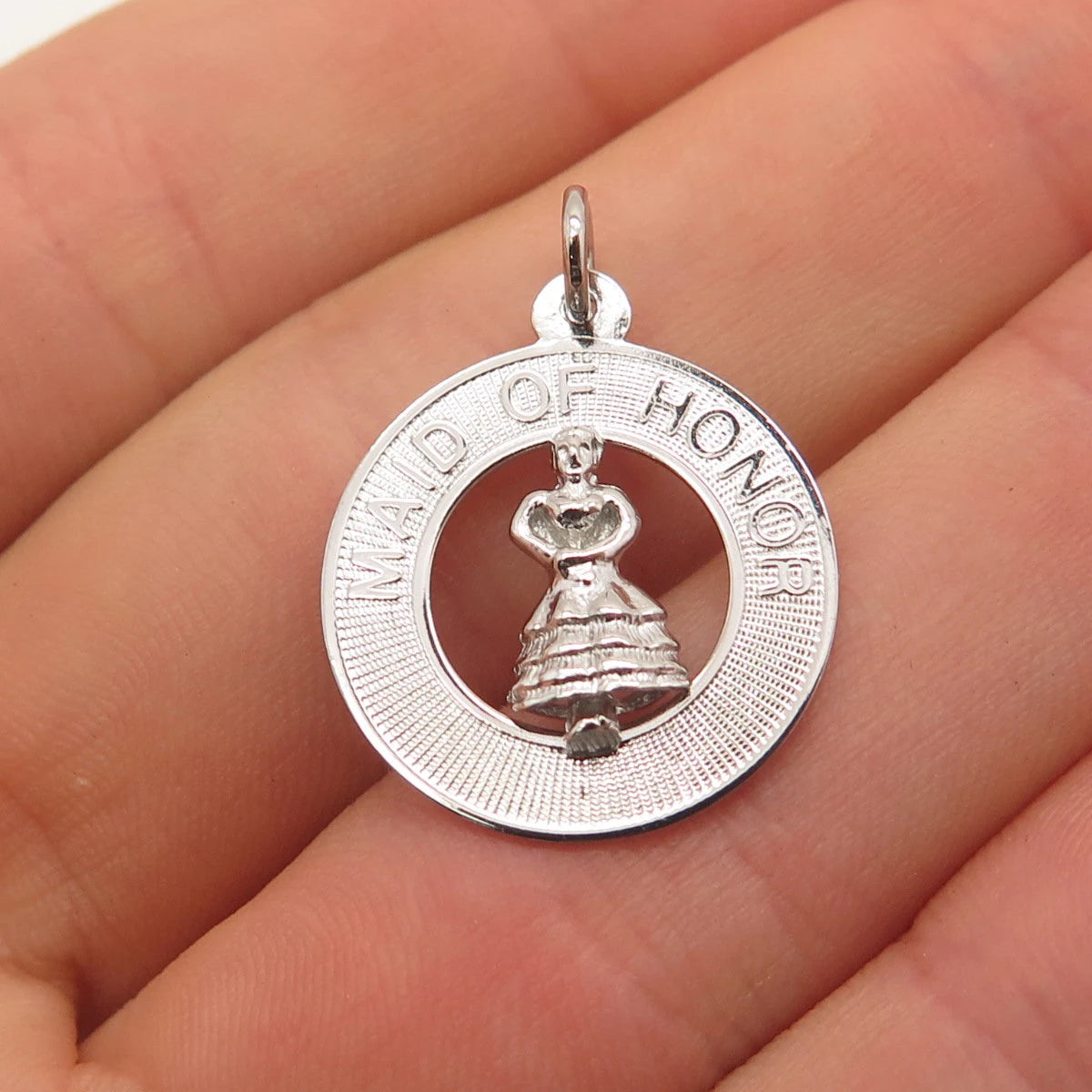 925 Sterling Silver Vintage "Maid of Honor" Wedding Pendant