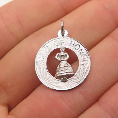925 Sterling Silver Vintage "Maid of Honor" Wedding Pendant