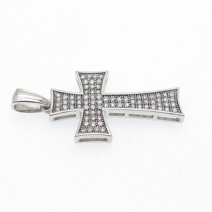 925 Sterling Silver Round-Cut C Z Cross Sparkle Pendant