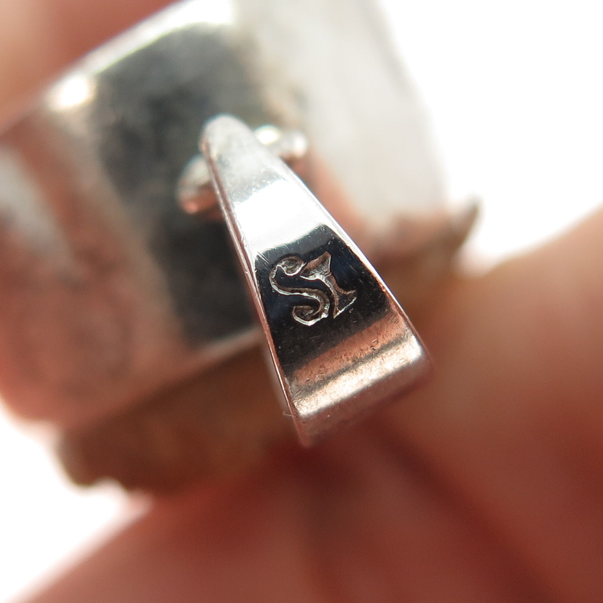 925 Sterling Silver Vintage Real Druzy Quartz Modernist Pendant