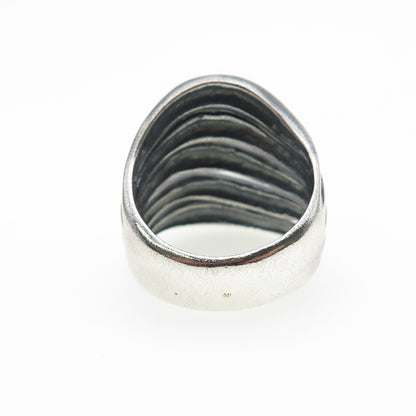 925 Sterling Silver Vintage Modernist Multi-Row Oxidized Ring Size 8.25