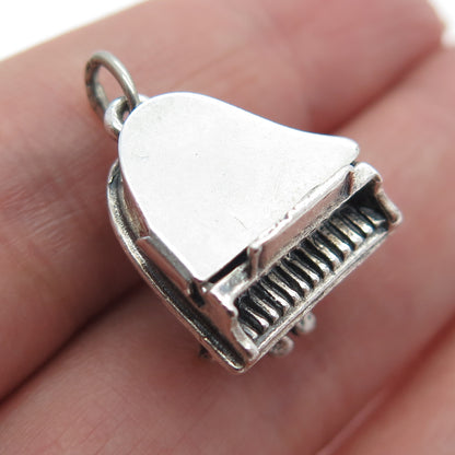 BEAU 925 Sterling Silver Vintage Grand Piano Minimalist 3D Charm Locket Pendant