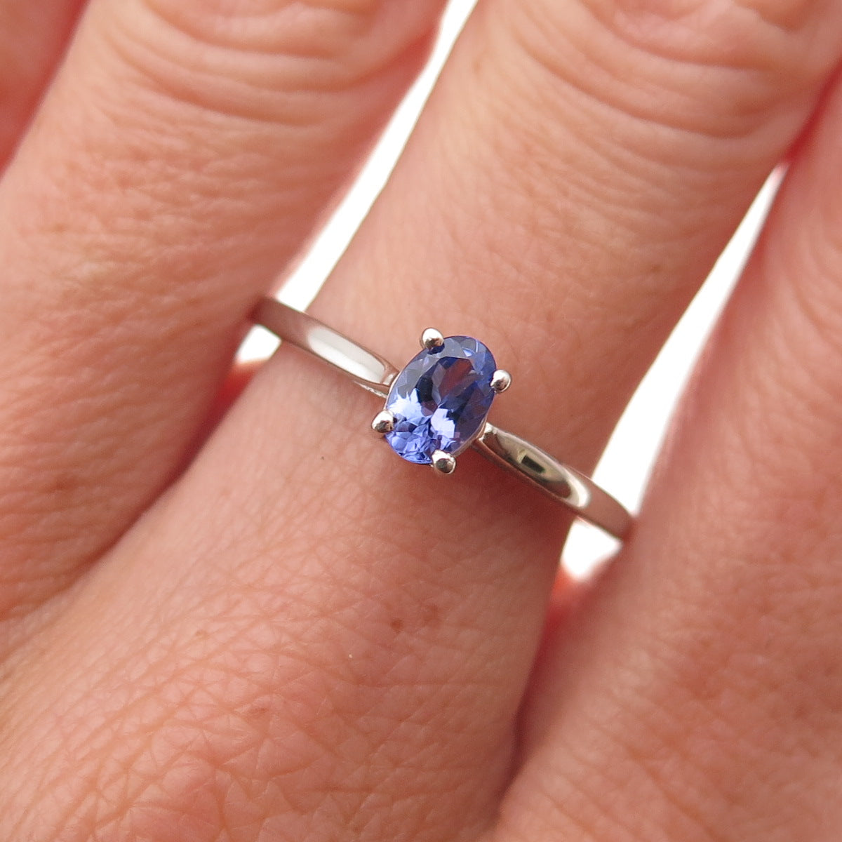 Chuck Clemency 925 Sterling Silver Real Oval-Cut Tanzanite Ring Size 8.25