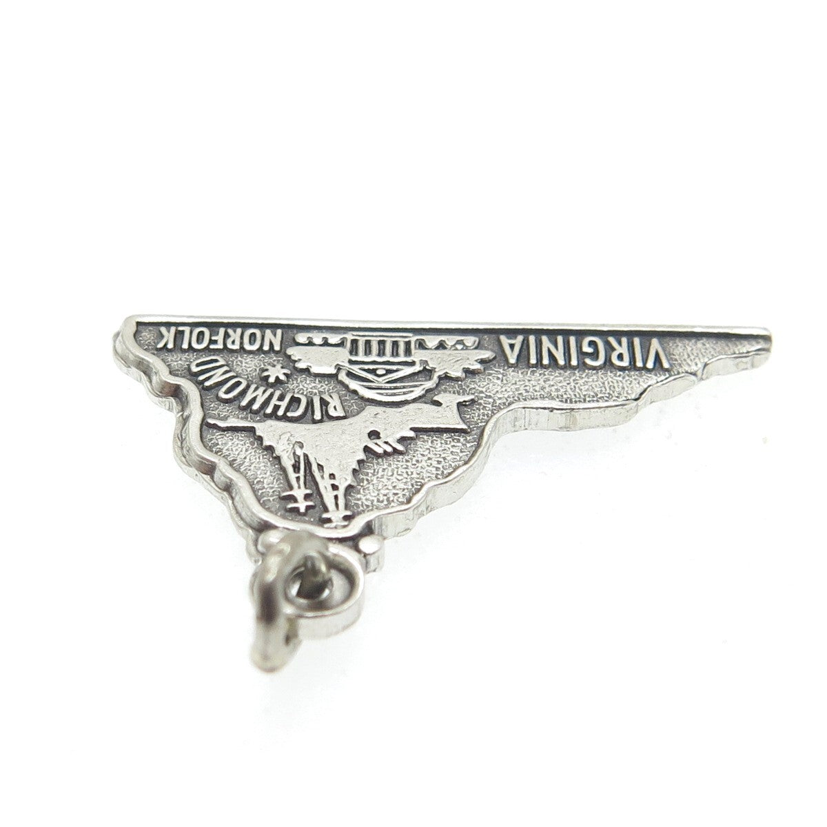 MAISELS INDIAN TRADING 925 Sterling Silver Vintage Virginia State Map Pendant