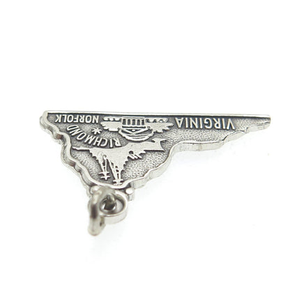 MAISELS INDIAN TRADING 925 Sterling Silver Vintage Virginia State Map Pendant