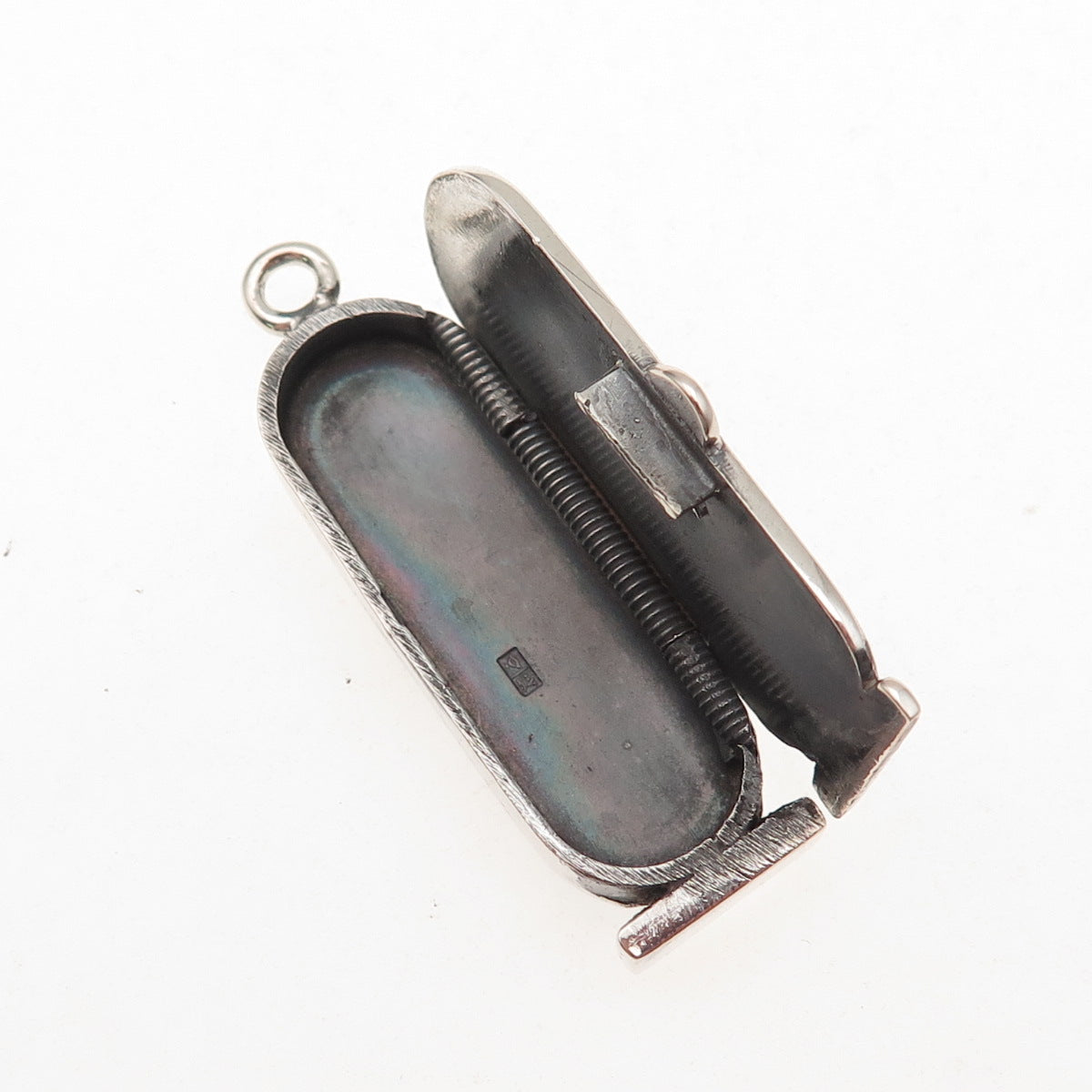800 Silver Vintage Egyptian Pharaoh Cartouche Oxidized Locket Charm Pendant