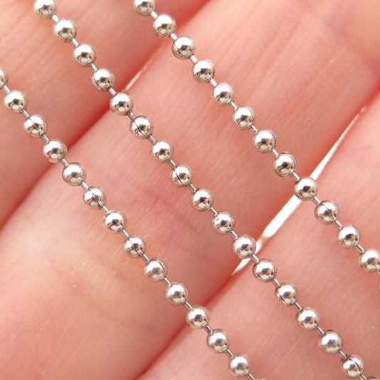 925 Sterling Silver Vintage Italy Ball Beaded Chain Necklace 20"