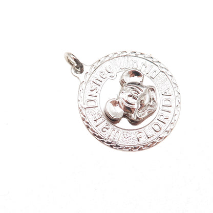 Walt Disney World 925 Sterling Silver Vintage Florida Mickey Mouse Charm Pendant