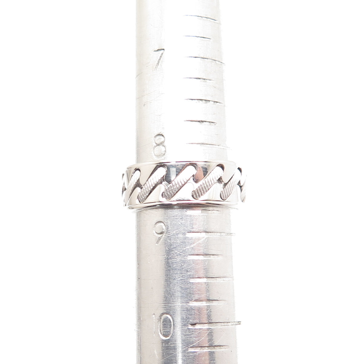 NEOS 925 Sterling Silver Textured Sewing Stitches Band Ring Size 8.75