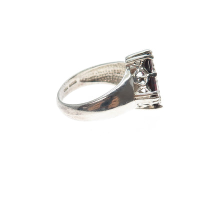 925 Sterling Silver Vintage SCBS Real Asscher-Cut Tourmaline Ring Size 7