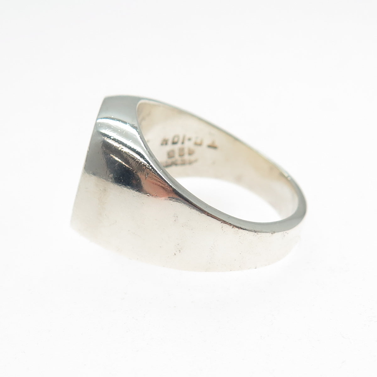 925 Sterling Silver Vintage Mexico Real Black Onyx Signet Ring Size 11