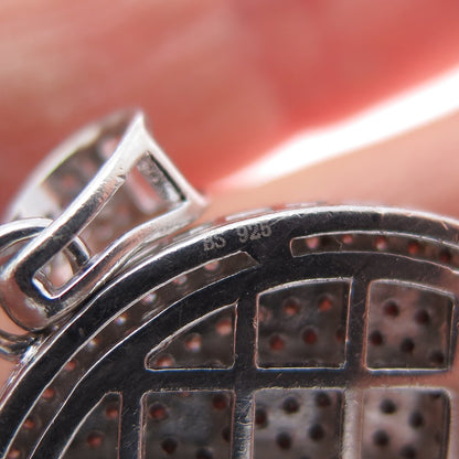 925 Sterling Silver Round-Cut C Z Allah Muslim Religious Charm Pendant