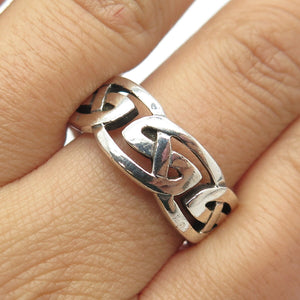 925 Sterling Silver Vintage Mexico Celtic Band Ring Size 11.25