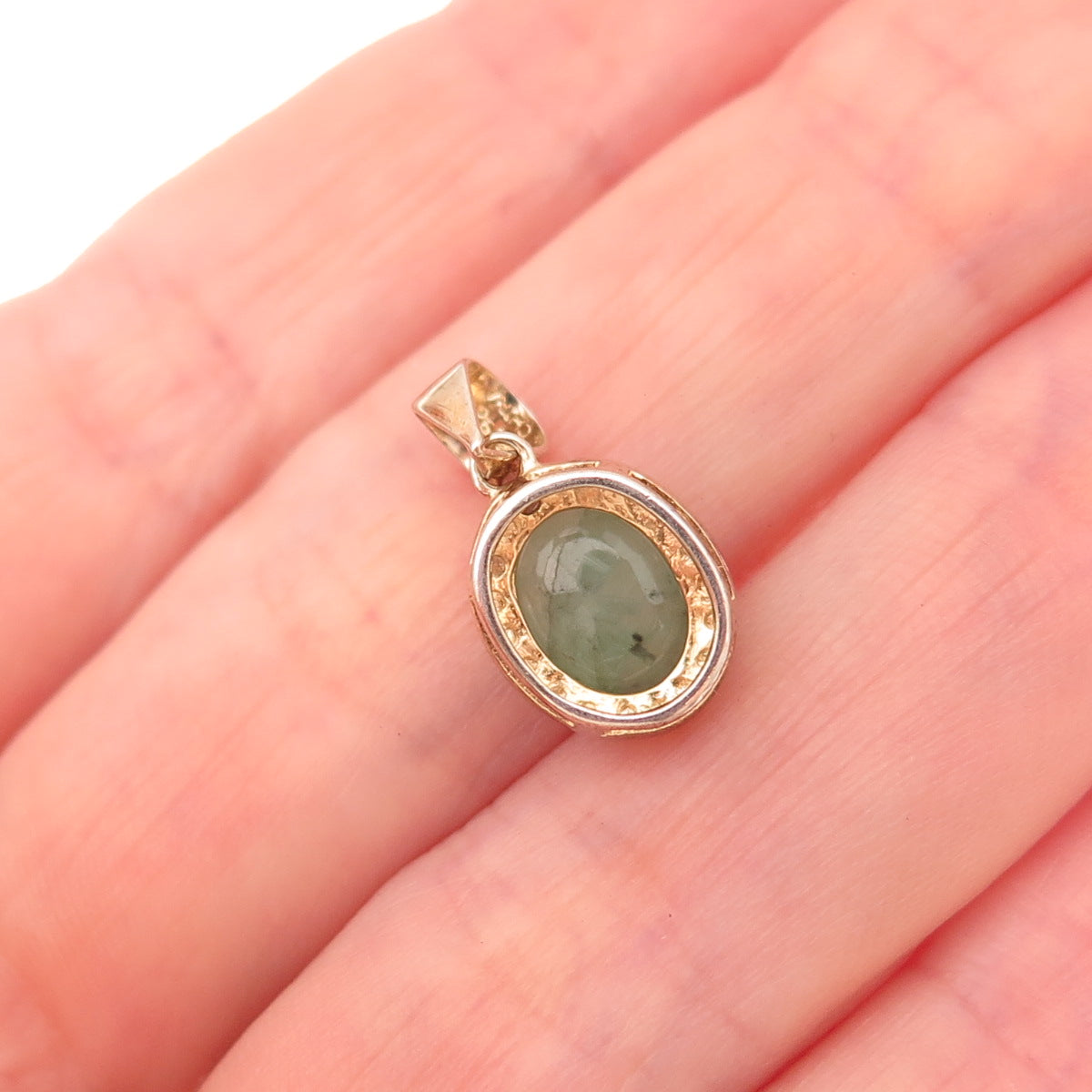 Dee Berkle 925 Sterling Silver Gold Plated Real Diamond & Emerald Charm Pendant