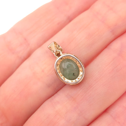 Dee Berkle 925 Sterling Silver Gold Plated Real Diamond & Emerald Charm Pendant