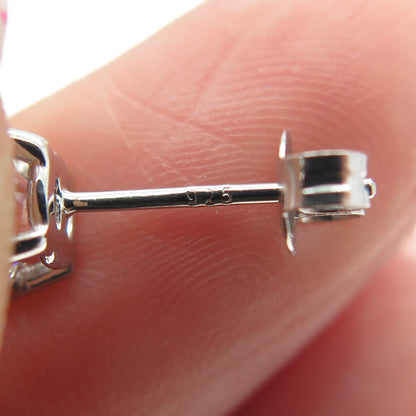 925 Sterling Silver Round-Cut C Z Stud Earrings