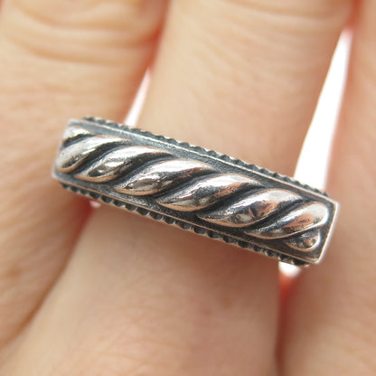 BRIGHTON 925 Sterling Silver Vintage Modernist Ribbed Oxidized Ring Size 7